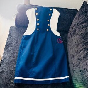 Vintage Betsey Johnson Strapless Wiggle PinUp Sailor Dress w/Pockets RARE Sz 6